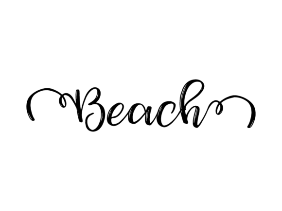 Beach Lettering: Hand-Drawn Monochrome Vector Art for Creative, Customizable Design