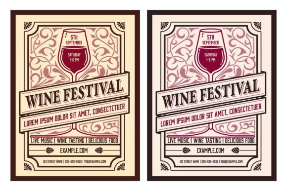 Elegant Wine Festival Poster Layout: A Versatile Design Tool for Events and Branding