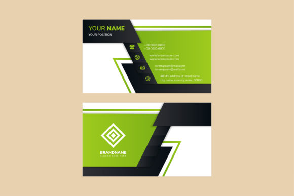 Green Black Business Card Horizontal